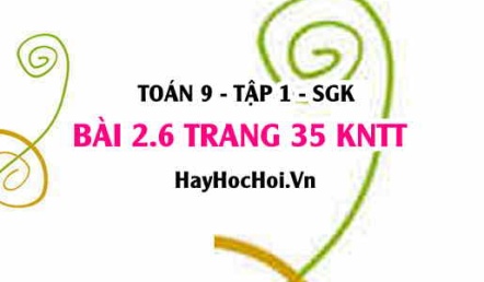 Bài 2.6 trang 35 Toán 9 tập 1 Kết nối tri thức